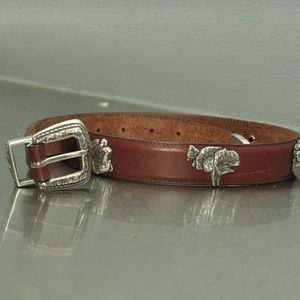 Brighton brown leather dog heads belt